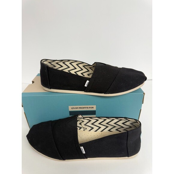 -1582 Toms Alpargata Black Recycled Cotton Canvas-US 11.5 Mens - Picture 1 of 5